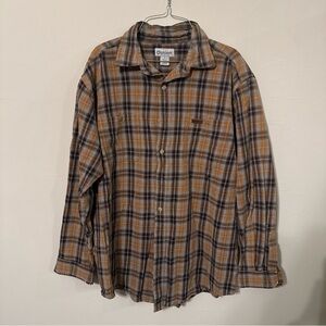 Carhartt Workwear Flannel Button Shirt  Size L Mens Cotton Work Tall Chore Beige